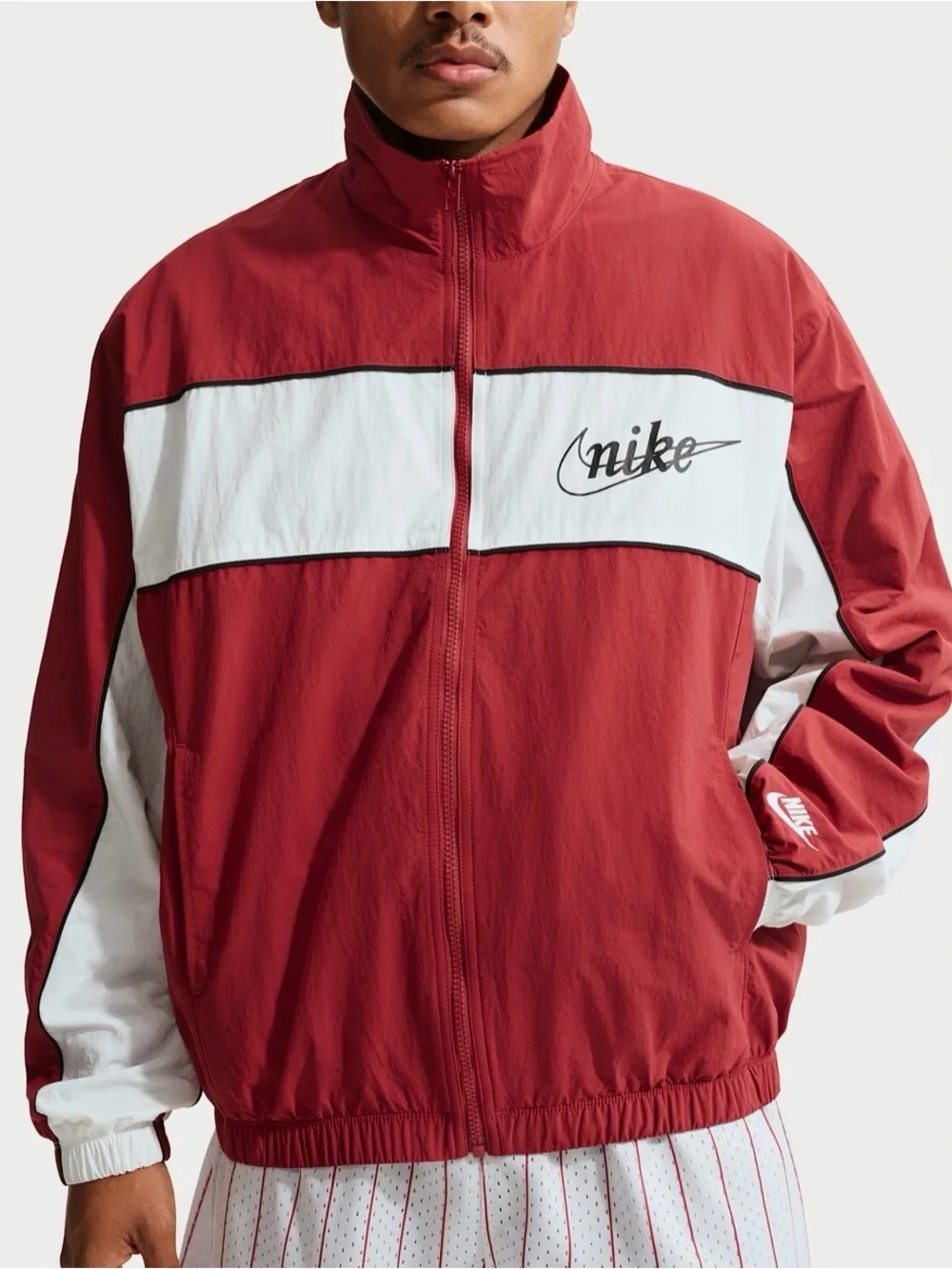 Nike Sportswear Club Lightweight Full-Zip Men’s Jacket in red and white Size M